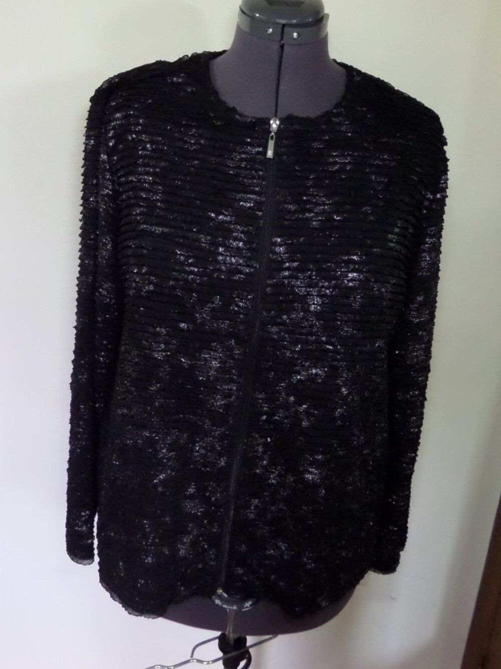 Allison Daley Women's All Season Long Sleeve Black Silver Jacket Sz Large